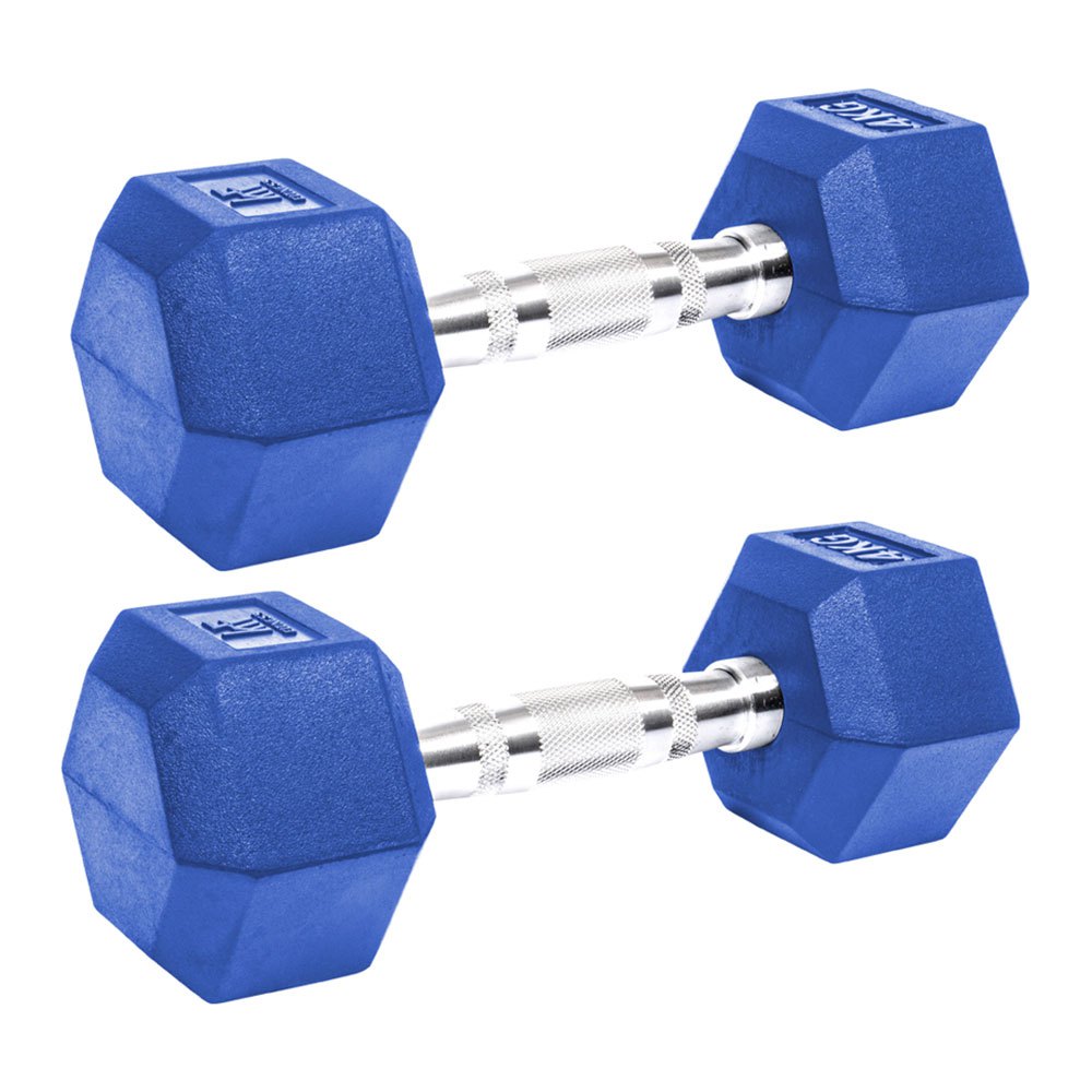 Krf Rubber Hex 4kg Dumbell Blau 4 kg von Krf