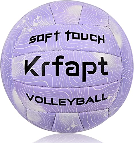 Krfapt Volleyball Beachvolleybälle offizieller Größe 5,Touch Volley Ball Training für Outdoor Indoor Spiel Lila von Krfapt