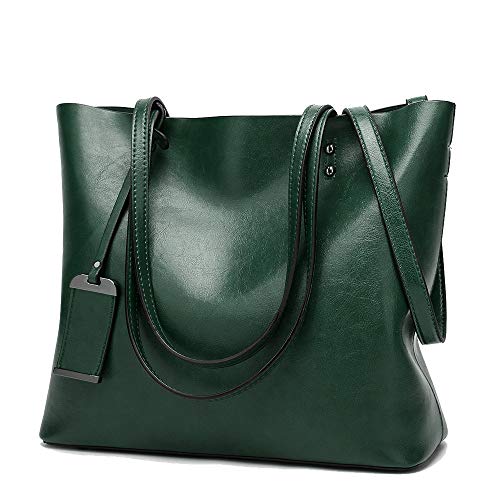 Coolives Damen Shopper Tasche aus PU-Leder mit Schulterriemen Schultertasche Umhängetasche Eimer Handtasche für Frauen Grün EINWEG von Coolives