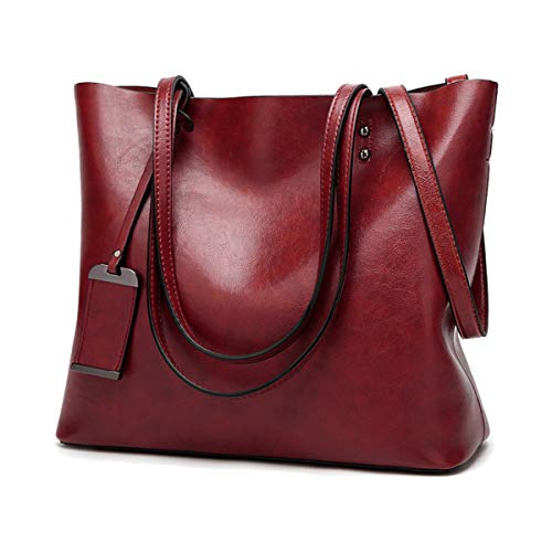 Coolives Damen Shopper Tasche aus PU-Leder mit Schulterriemen Schultertasche Umhängetasche Eimer Handtasche für Frauen Weinrot EINWEG Coolives Damen Shopper Tasche aus PU-Leder mit Schulterriemen Schultertasche Umhängetasche Eimer Handtasche für Frauen Weinrot EINWEG von Coolives