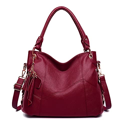 Kris Anna Damen Schultertaschen mit Quaste und Schulterriemen Umhängetasche Hobo Handtasche Weinrot EINWEG Kris Anna Damen Schultertaschen mit Quaste und Schulterriemen Umhängetasche Hobo Handtasche Weinrot EINWEG von Coolives