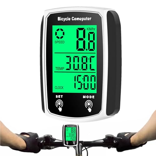 Krujecnt Fahrradcomputer, Fahrradtachometer | Wasserdichter Fahrrad-Kilometerzähler und Tachometer mit Kabel,Auto Wake-Up Outdoor-Fahrrad-Kilometerzähler, Fahrradzubehör von Krujecnt