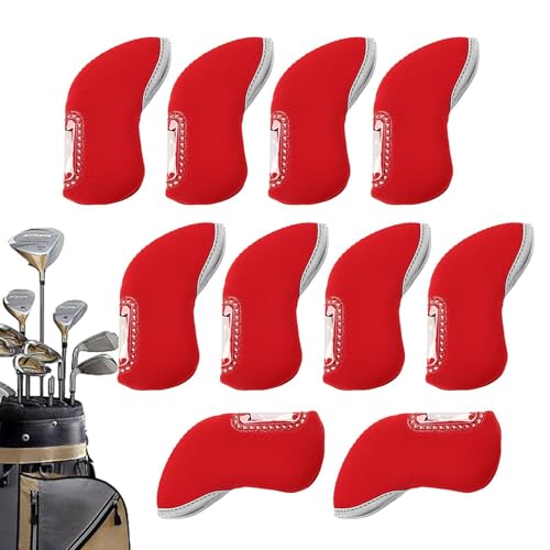 Krujecnt Golf-Schlägerkopfhüllen,Golfschläger-Schlägerkopfhüllen | Transparente Golfschlägerkopfhüllen,10-teiliges Golfschläger-Abdeckungs-Set, Eisenkopfhülle, Schlägerschutz für Männer und Frauen von Krujecnt