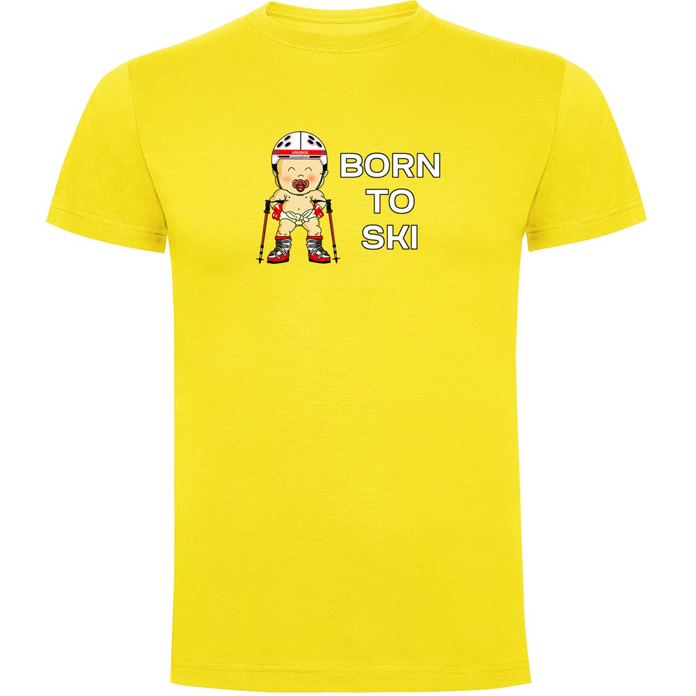 Kruskis Born To Ski Short Sleeve T-shirt Gelb 3XL Mann von Kruskis