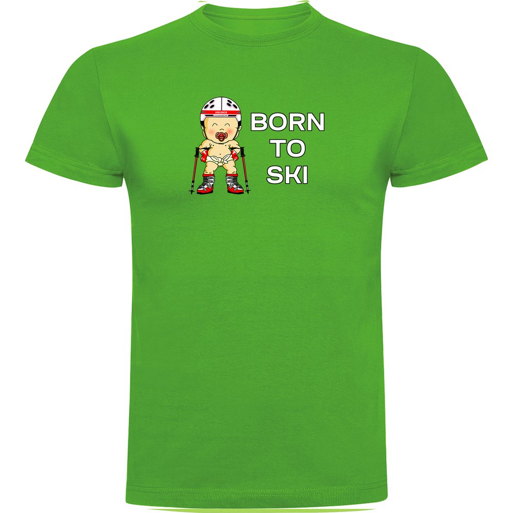 Kruskis Born To Ski Short Sleeve T-shirt Grün 3XL Mann von Kruskis