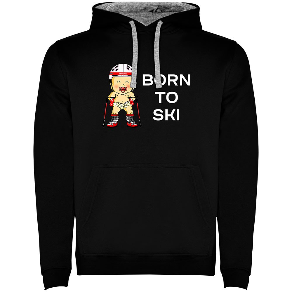 Kruskis Born To Ski Two-colour Hoodie Schwarz 3XL Mann von Kruskis