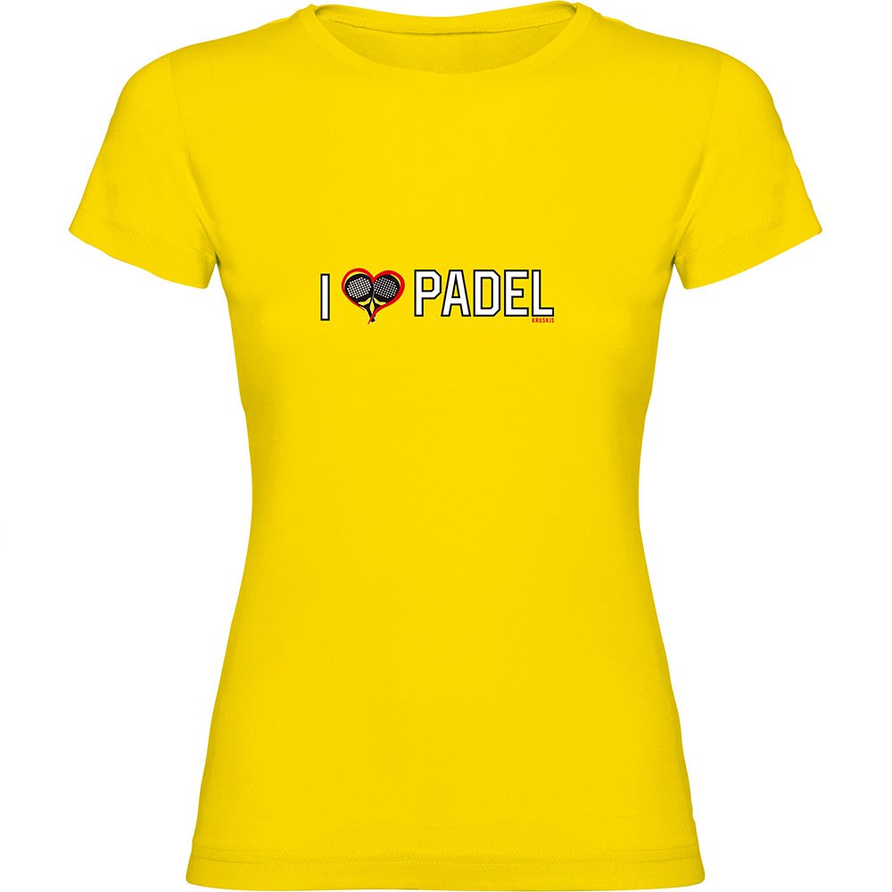 Kruskis I Love Padel Short Sleeve T-shirt Gelb XL Frau von Kruskis