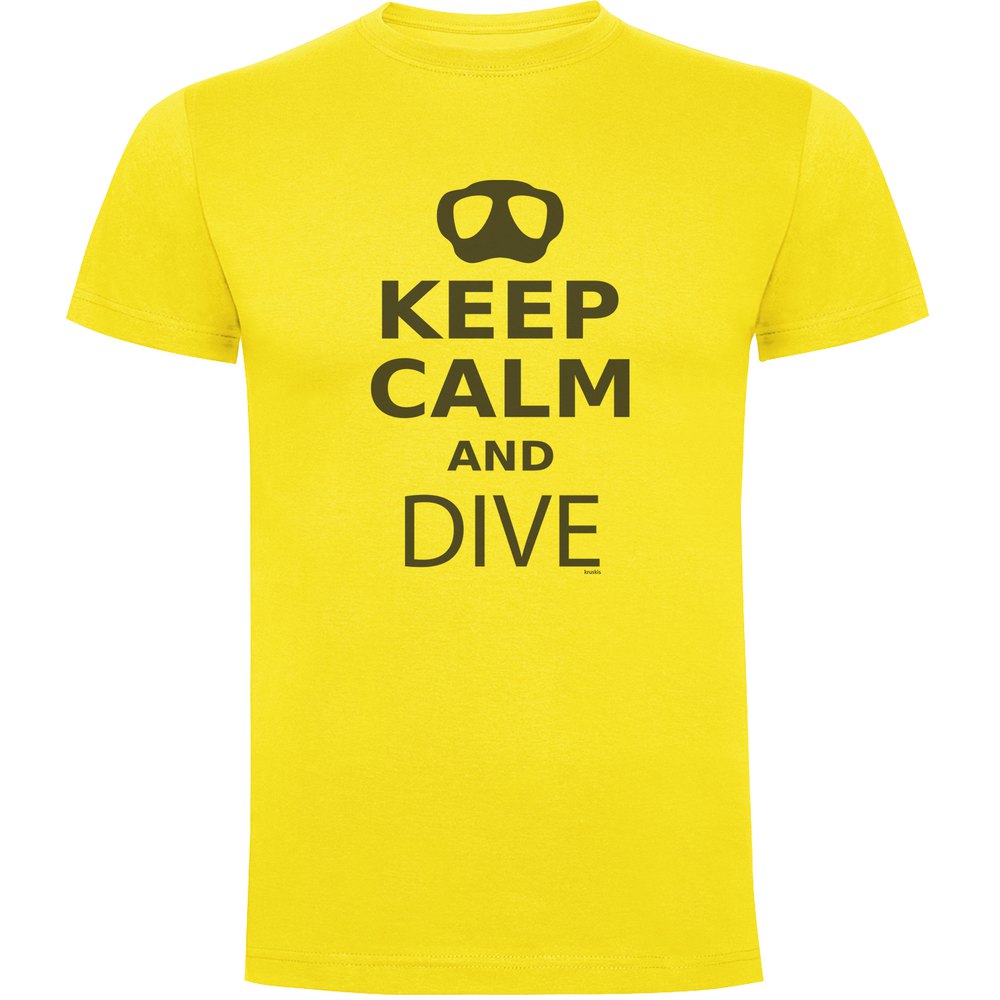 Kruskis Keep Calm And Dive Short Sleeve T-shirt Gelb 2XL Mann von Kruskis