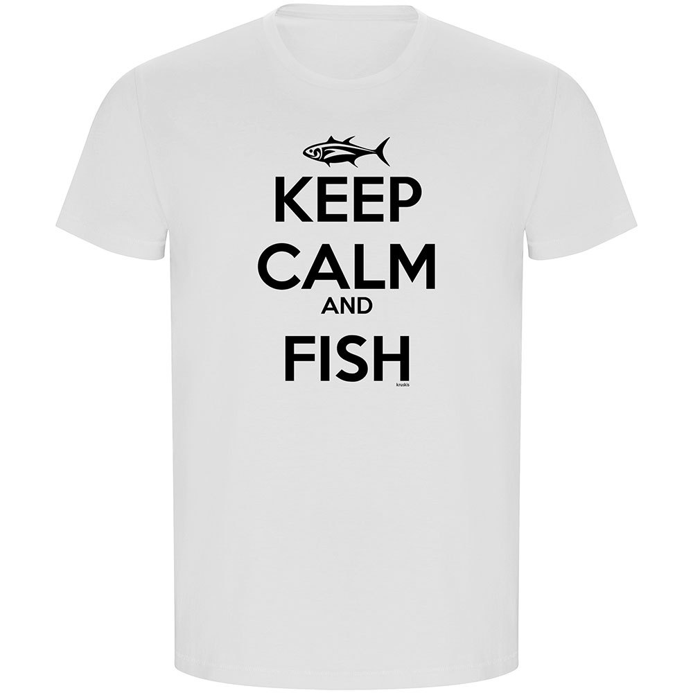 Kruskis Keep Calm And Fish Eco Short Sleeve T-shirt Weiß 3XL Mann von Kruskis