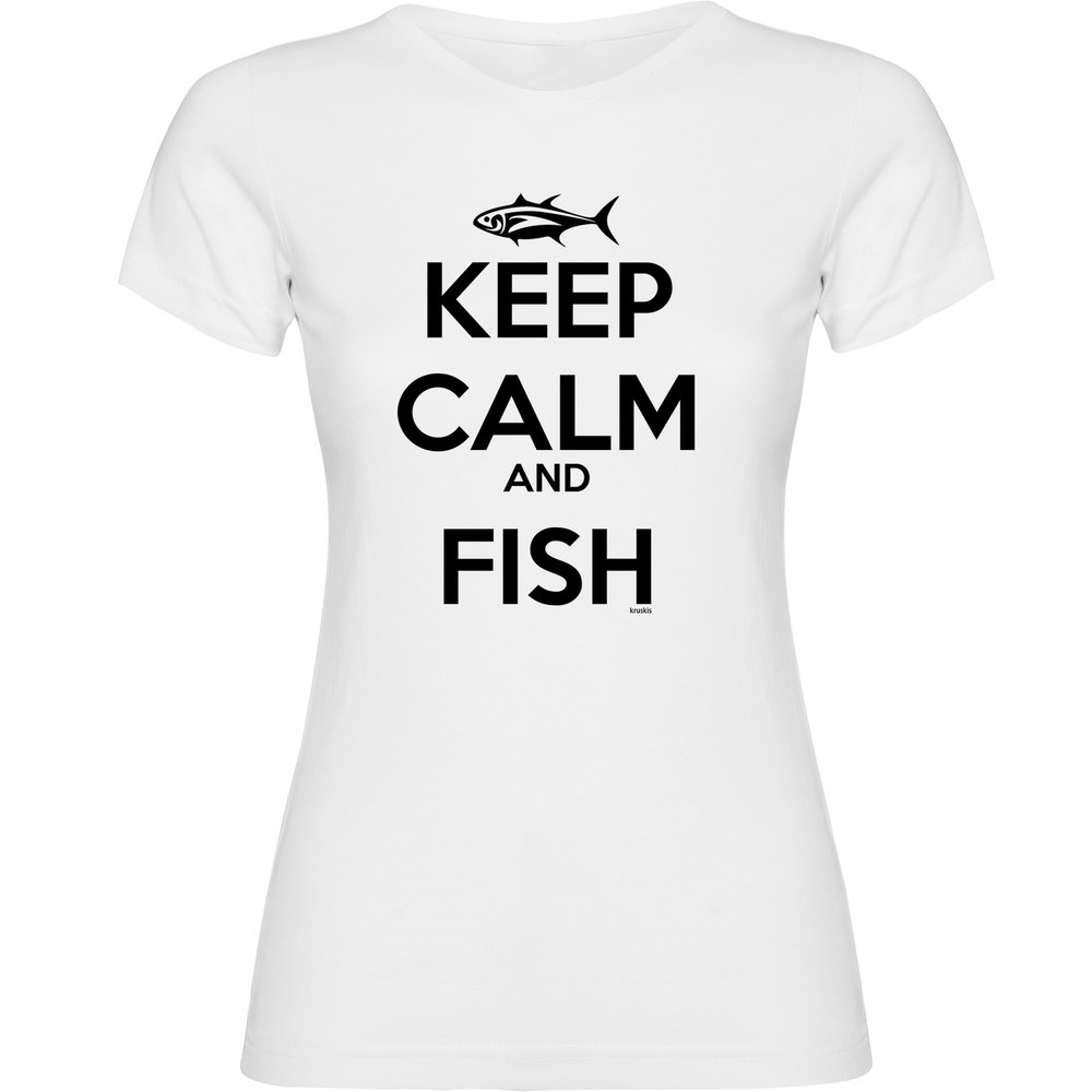 Kruskis Keep Calm And Fish Short Sleeve T-shirt Weiß M Frau von Kruskis