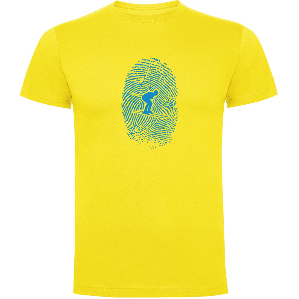 Kruskis Skier Fingerprint Short Sleeve T-shirt Gelb 3XL Mann von Kruskis