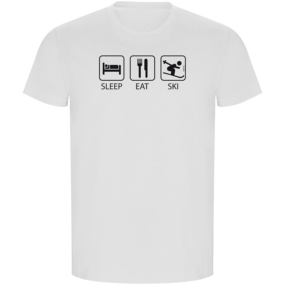 Kruskis Sleep Eat And Ski Eco Short Sleeve T-shirt Weiß XL Mann von Kruskis