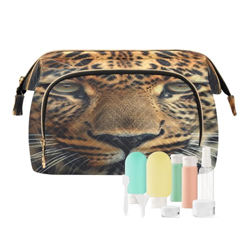 Reise-Kosmetiktasche, Make-up-Tasche, Leopardenmuster für Damen, Herren und Mädchen, wasserdicht, Wäsche-Organizer für Reisen, mehrfarbig, Kosmetiktasche, bunt, Beauty-Etui von Ksajwzf