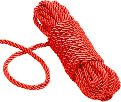 KuTi Kai Allzweckseil, 10 m – 32 Fuß, stark, Multifunktional, weich, 100% Nylon, natürlich, Gedreht, langlebig, Lange Seile, rot von KuTi Kai