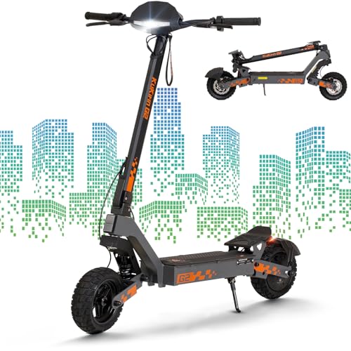 Faltbarer E Scooter,Elektro Elektroroller Erwachsene Elektroscooter,E Roller Offroad,Elektro Scooter Roller,(55 Km Reichweite,48V15Ah,150 KG Tragkraft,10 Zoll Reifen)-G2 von Kugookirin