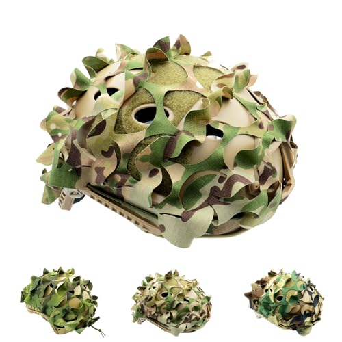 Kugooyi Camo Helmabdeckung, Verstellbarer Kordelzug 3D Taktische Helm Cover Training Jagd Militär Schnell Helmüberzug (CP) von Kugooyi