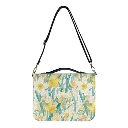 Kuiaobaty Bibeletui mit Orchideen-Blumenmuster, mit Griff und Stifttasche, Cartoon-weiße Blume, Bibeltasche, große Damen-Bibeltragetasche mit Schultergurt von Kuiaobaty