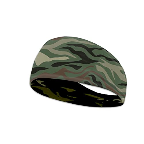 Kuiaobaty Grünes Camouflage-Stirnband für Männer und Frauen, abstraktes Camouflage-Unisex, dehnbares Sport-Schweißband für Laufen, Fitness, Yoga, Haarbänder von Kuiaobaty