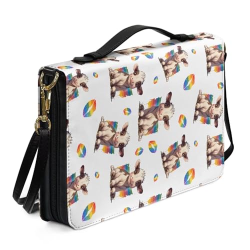 Kuiaobaty Kunstlederhülle mit Rinder-Regenbogen-Lippen-Muster, Cartoon-Kuh, Kunstleder-Hülle, Buchtasche mit Stifthaltern, niedliches Trageetui, Geschenk für Buchliebhaber von Kuiaobaty