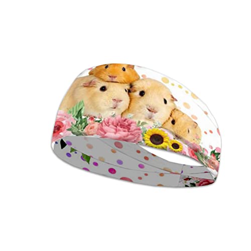 Kuiaobaty Meerschweinchen Schweißband zum Laufen, Hamster Floral Haarband Workout Yoga Basketball Tennis Stirnband für Frauen Polka Dots von Kuiaobaty