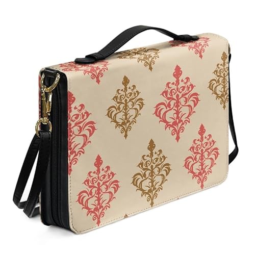 Kuiaobaty Rhombic Frauen Bibeltasche Groß Leder Buchtasche mit Reißverschluss Herz Kunstleder Buchtasche Kirchengriff Büchertasche, Rhombische Spirale, floral, L-[10.2x7.0in=25.9x17.8cm] von Kuiaobaty