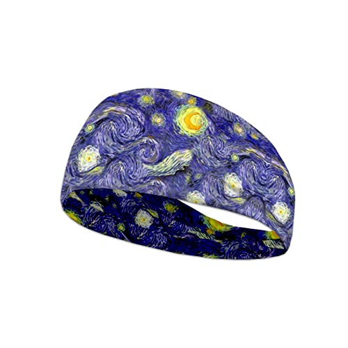 Kuiaobaty Van Gogh Haarband mit Sternennacht-Aufdruck, für Sport, Radfahren, Yoga, Gesichtsreinigung und Workout, für Mädchen von Kuiaobaty