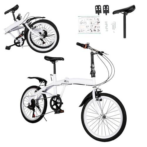 20 Zoll Erwachsene Faltrad,Klappfahrrad 6-Gang Doppel-V-Bremse Fahrrad Klapprad, Camping City Bike-Weiß Geeignet für Kinder Erwachsene Autobahnen Berge Outdoor Radfahren Pendeln 20 Zoll Erwachsene Faltrad,Klappfahrrad 6-Gang Doppel-V-Bremse Fahrrad Klapprad, Camping City Bike-Weiß Geeignet für Kinder Erwachsene Autobahnen Berge Outdoor Radfahren Pendeln von KumuJ