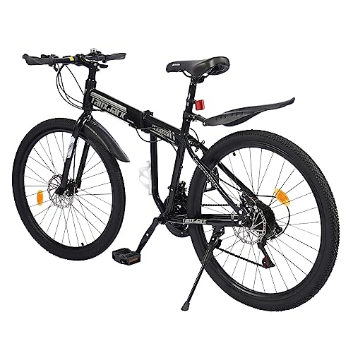 KumuJ 26” Zoll Mountainbike, Scheibenbremse, 21 Gang-Schaltung Fahrrad Fully MTB Unsex Vollfederung,Geeignet Jungen, Mädchen, Jugendliche und Erwachsene zu Fahren (schwarz und weiß) von KumuJ