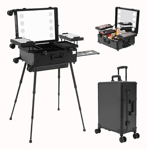 Profi Kosmetikkoffer Trolley mit 4 Rollen & Beleuchtung & Spiegel,Make up Organizer Koffer Schminkkoffer Koffer Multifunktional Beauty Case,3 Stufe Einstellbare Höhe Unterstützung 12V Sockel Profi Kosmetikkoffer Trolley mit 4 Rollen & Beleuchtung & Spiegel,Make up Organizer Koffer Schminkkoffer Koffer Multifunktional Beauty Case,3 Stufe Einstellbare Höhe Unterstützung 12V Sockel von KumuJ
