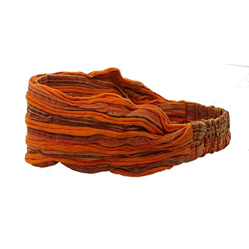 KUNST UND MAGIE Unisex Hippie Stonewashed Batik Kopfband Stirnband Goa Yoga, Farbe:Orange von Kunst und Magie