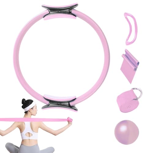 Kustimantu Pilates Ring für Frauen, Heimpilates Kit - Yogamall -Ring -Widerstandsbänder - 5X Workout -Ausrüstung, Zubehör für das Fitnessstudio, Stretching -Gürtel -Yoga -Bands für Frauen von Kustimantu