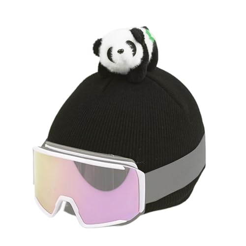 Kustimantu Snowboard-Helmüberzug,Tierschnee-Skihelmüberzug,Warmer Fahrradhelmbezug | Dicke Panda-Strickmütze, Dekoration, Helmüberzug für Männer, Frauen von Kustimantu