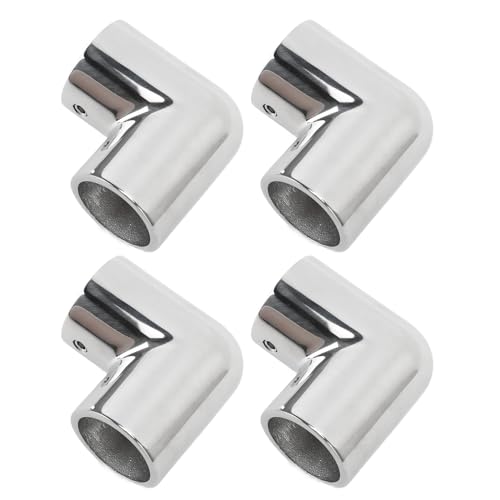 Kuuleyn Marine Grade Boat Handrail Fitting, Boat Tube Connector, 4PCS 2 Way 90 Degree Boat Hand Rail Fitting 25mm Id 316 Stainless Steel Elbow Pipe Joint Connector for Ship Yacht von Kuuleyn