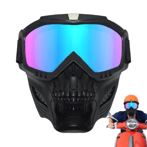 Kuxiptin Motorradbrille mit abnehmbarer Gesichtsmaske, Skibrille - Motorradbrille | Motorradbrille für Männer, Frauen, Jugend von Kuxiptin
