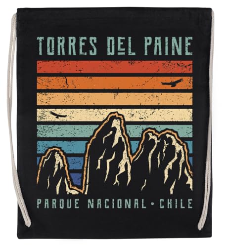 Torres Del Paine Unisex-Sporttasche, Schwarz, Umweltfreundlicher Sack von Kwantees