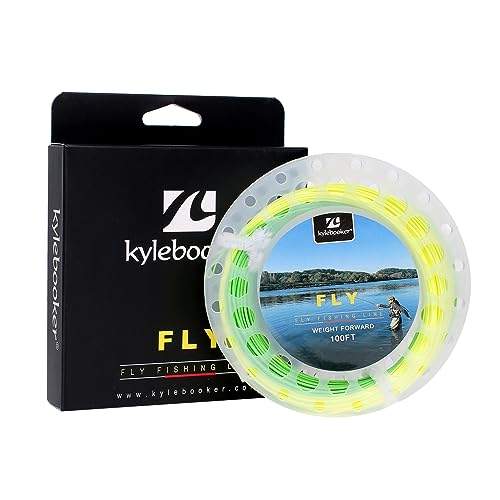 Fly Fishing Line with Welded Loop Floating Weight Forward Fly Lines 100FT (WF5F,Fluo Yellow+Fluo Green) von Kylebooker