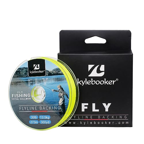 Kylebooker Fly Fishing Dacron geflochtene Rückseite, abriebfest, Forellenfliegenschnur, 9 kg, 91 m, Neongelb von Kylebooker