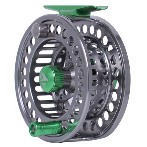 Kylebooker Fly Fishing Reel Large Arbor CNC-machined Aluminum Alloy Body Fly Reel（Silver with Green,3/4wt） von Kylebooker