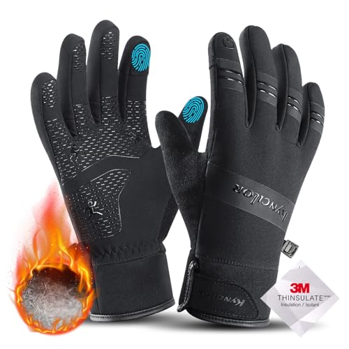 KynciLOR Winterhandschuhe, wasserdicht, für Damen, warm, kaltes Wetter, Schneehandschuhe für Herren, mit Touchscreen-Fingern zum Laufen, Radfahren von KynciLOR