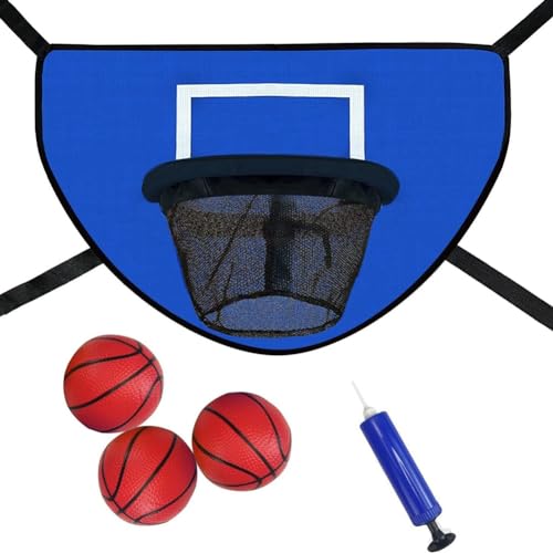 Kytxqikd Trampolin-Basketballkorb-Set mit Pumpe und Miniball, Trampolin-Basketball-Aufsatz für Kinder, Erwachsene, Drinnen und Draußen von Kytxqikd