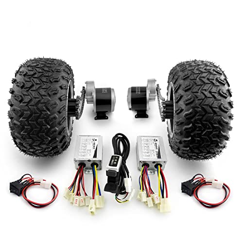 Dual 10 Zoll Off-Road Fat Wheel 350W Getriebemotor Kettenantrieb Kit Rückwärtsschalter für Sand Buggy Wagon Bike mit Rückwärtsgang (36V350W Max 4kph) von L-faster