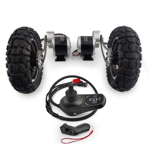 L-faster Dualer 350W Getriebemotor 10 Zoll aufgeblasenes Radkettenantriebs-Kit Joystick für Barrow Trolley Cart Rollstuhl Fahrrad (24V350W Max 11kph) von L-faster