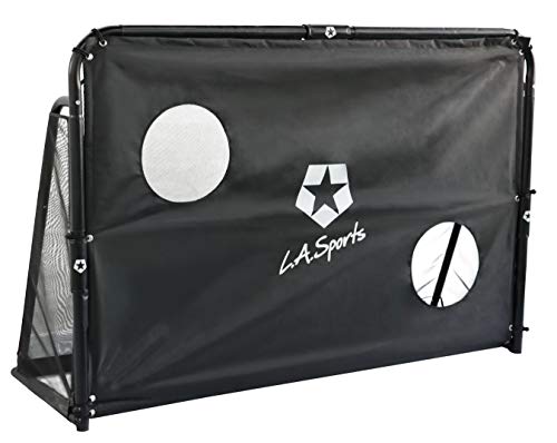 2in1 mobiles Metall Multi-Sport Tor mit Netz & Torschusswand Indoor Outdoor Garten für Fußball Hockey Handball von L.A. Sports