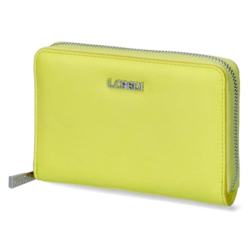 L.CREDI Damen Wallet/Purse/Portemonnaie/Geldbörse Filippa Gelb Kunstleder, Größe:-, Farbauswahl:grün von L.CREDI