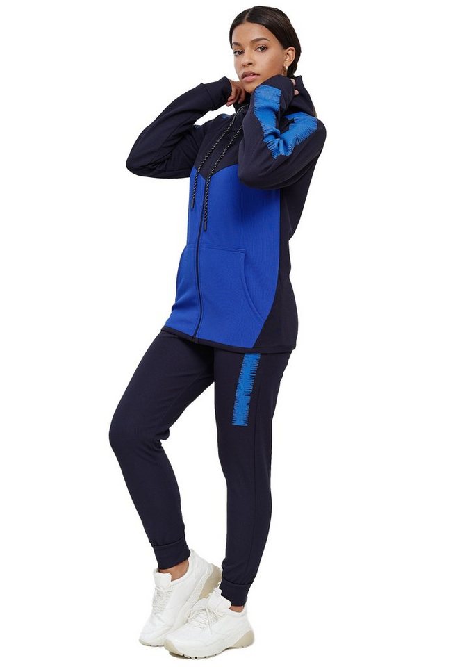 L.gonline Freizeitanzug Damen Jogging-ANZUG, mit Bündchen und Tunnelzug, Trainingsanzug (Kapuzenjacke mit Reißverschluss, Hose, 2-tlg), Fitness Freizeit Casual von L.gonline