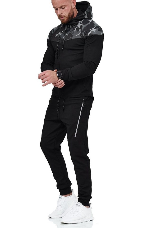 L.gonline Freizeitanzug Herren Jogging-ANZUG, Freizeitanzug, Sporthose und Kapuzenjacke, (Kapuzenjacke mit Reißverschluss, Hose, 2-tlg), Fitness Freizeit Casual von L.gonline