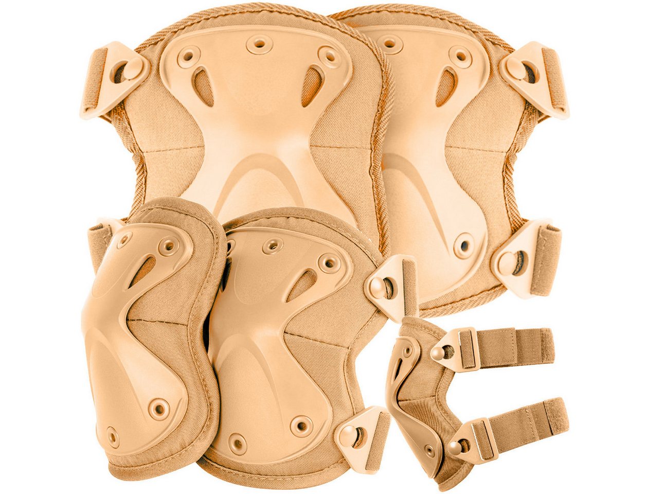 LA CUTE Protektoren-Set Knie- und Ellbogenschoner für Airsoft, Paintball & Sportarten. (Taktische Schutzausrüstung für Sport & Outdoor-Einsätze., Enthält 2 Knieschoner & 2 Ellbogenschoner für maximalen Schutz), Robuste Schalen, Altalock-Schnallen, hohe Stoßdämpfung. LA CUTE Protektoren-Set Knie- und Ellbogenschoner für Airsoft, Paintball & Sportarten. (Taktische Schutzausrüstung für Sport & Outdoor-Einsätze., Enthält 2 Knieschoner & 2 Ellbogenschoner für maximalen Schutz), Robuste Schalen, Altalock-Schnallen, hohe Stoßdämpfung. von LA CUTE
