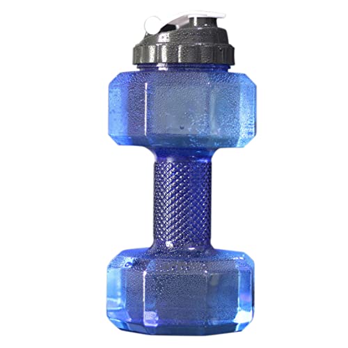 LAANCOO Hantelwasserflasche, lustige Trainingswasserflasche, 2,2 -l -Fitnessstudio -Wasserflasche für Männer Frauen große Kapazität Flip Top Leak Proof Deckel Langhantel Wasserflasche, blau von LAANCOO