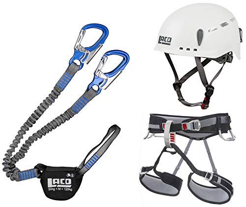 LACD Klettersteigset Pro Blue + Klettergurt Start Größe L + Helm Protector 2.0 White von LACD