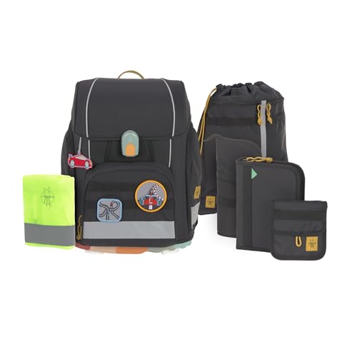 LÄSSIG 7-teiliges Schulranzen Set Kinder/School Set Boxy Unique Schwarz von LÄSSIG